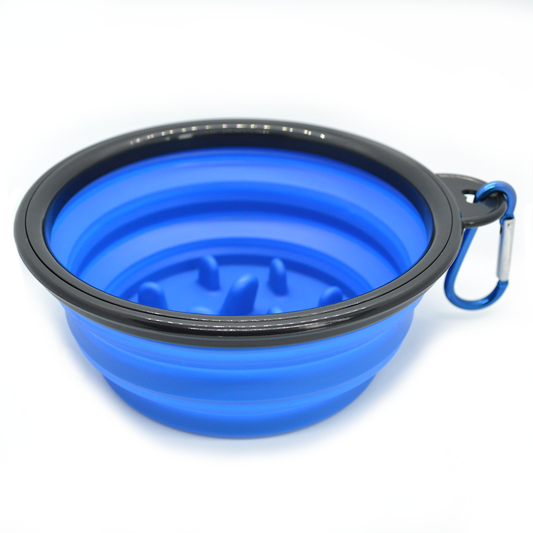 Doggy Direct Collapsible Slow Feeding Dog Bowl - Blue