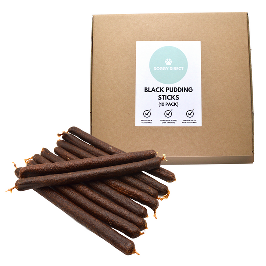 Doggy Direct Natural Black Pudding Sticks - Gourmet Meat Sausage Treats for Dogs - 10, 20 & 30 PACKS