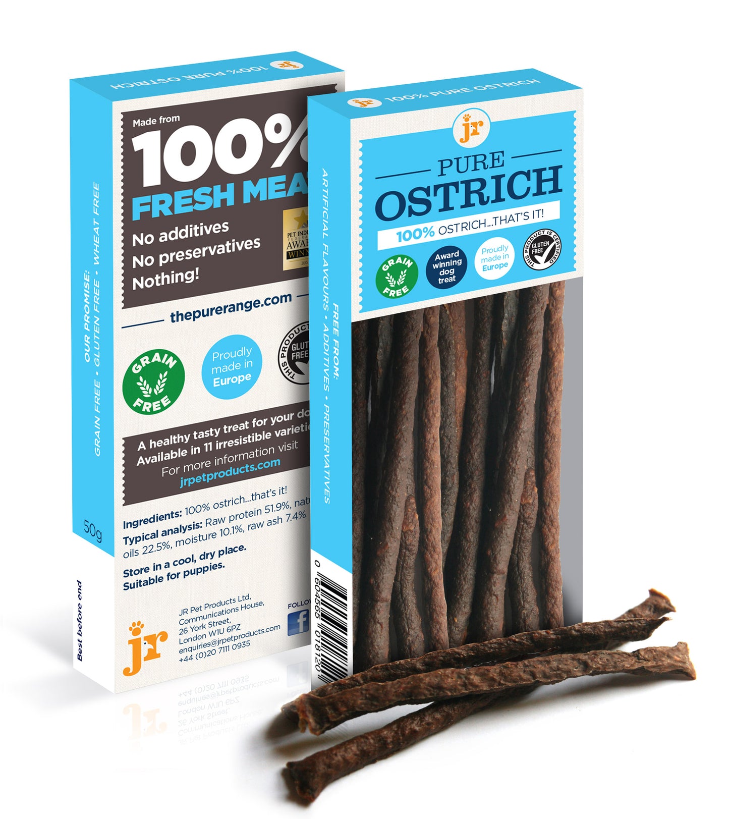 JR Pure Ostrich - Meat Sticks for Dogs 50g